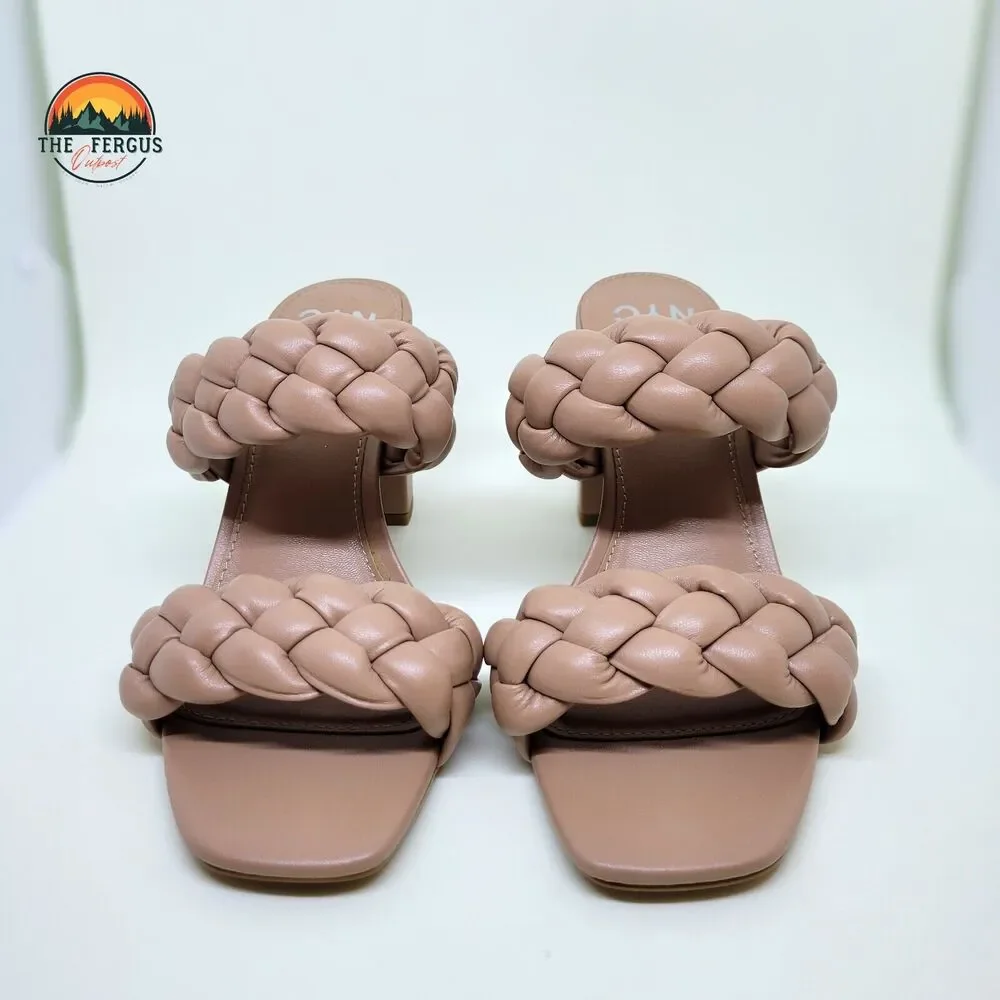 NWT Madden NYC Chic Braided Block Heel Blush Pink Sandals Bohemian Womens Size 8 - Picture 11 of 13